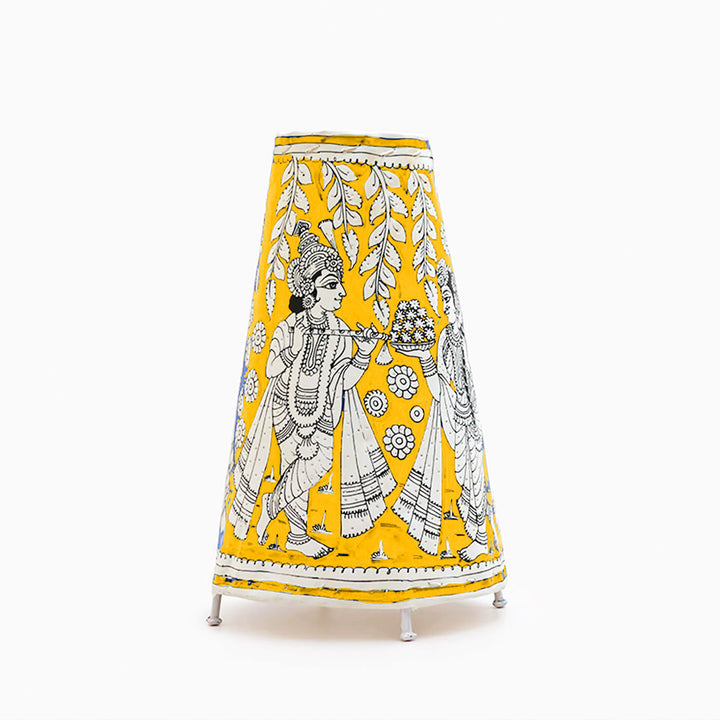 Radha Krishna Medium Hand Painted Tholu Bommalata Tabletop Lamp | 13 inches