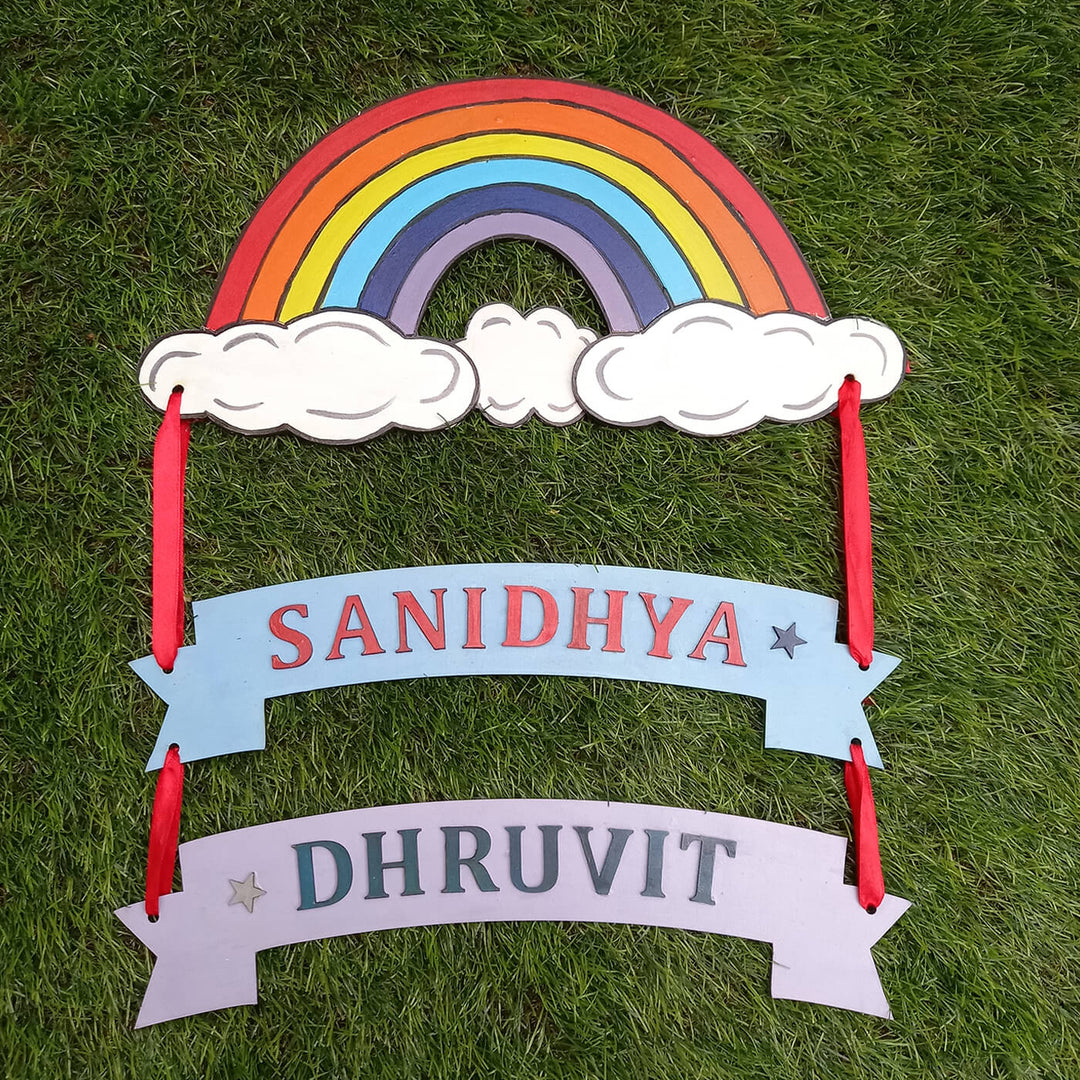 Rainbow Kids Siblings Nameboard