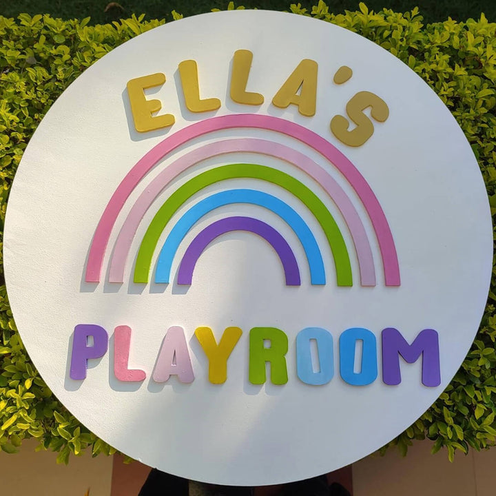 XLarge Handmade Rainbow Theme Customizable Nameplate - 2 x 2 Feet