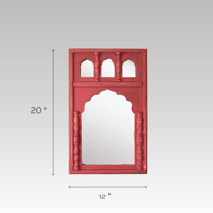 Rajwadi Royal Mirror With Carved Pillars