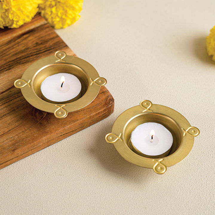 Brass Rangoli Tealights | Set of 2