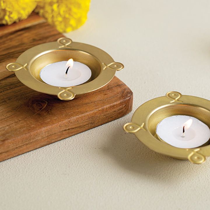 Brass Rangoli Tealights | Set of 2