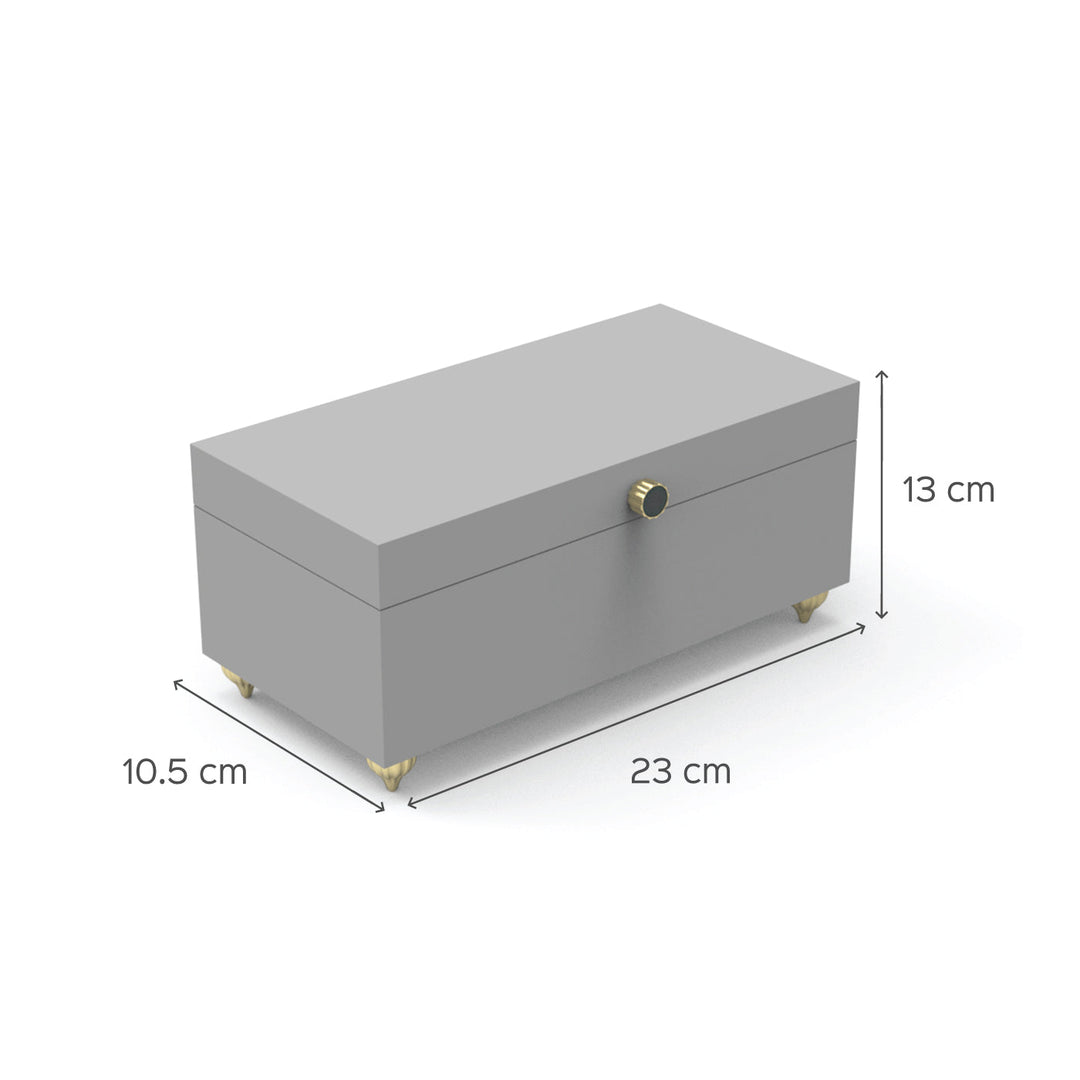 Handpainted Rectangle Personalised Floral Wooden Jewellery Box - Black