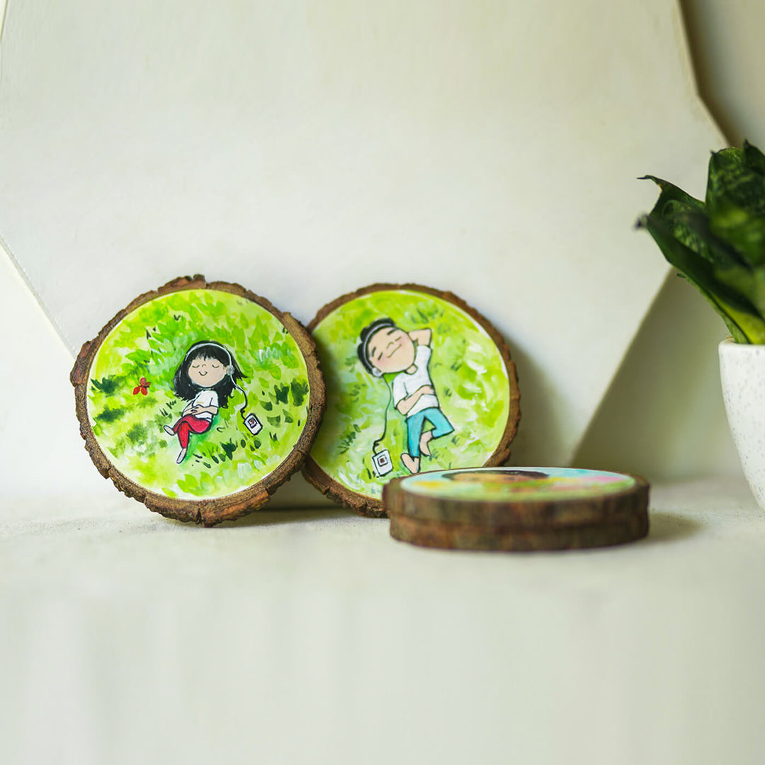 Colourful Hand-painted Character Coasters For Kids & Pets - Set of 4 - Zwende