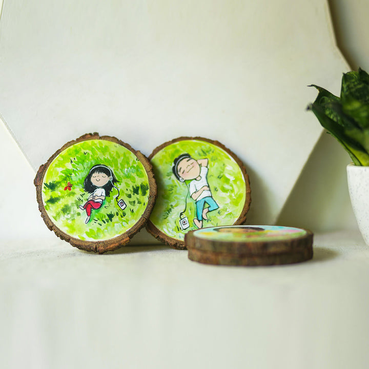 Colourful Hand-painted Character Coasters For Kids & Pets - Set of 4 - Zwende