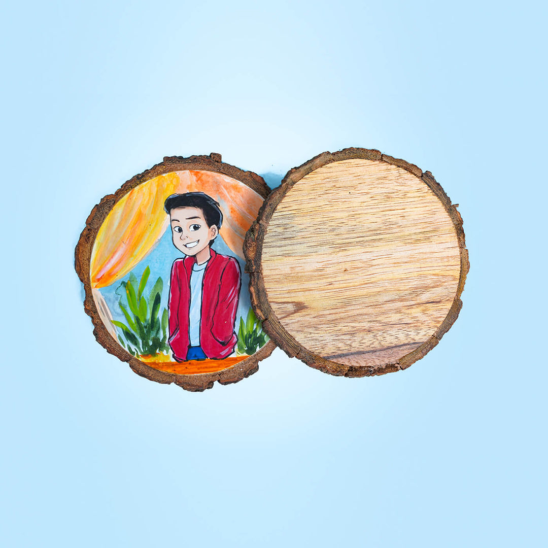 Customisable Hand-painted Character Coasters For Young Couple - Set of 2