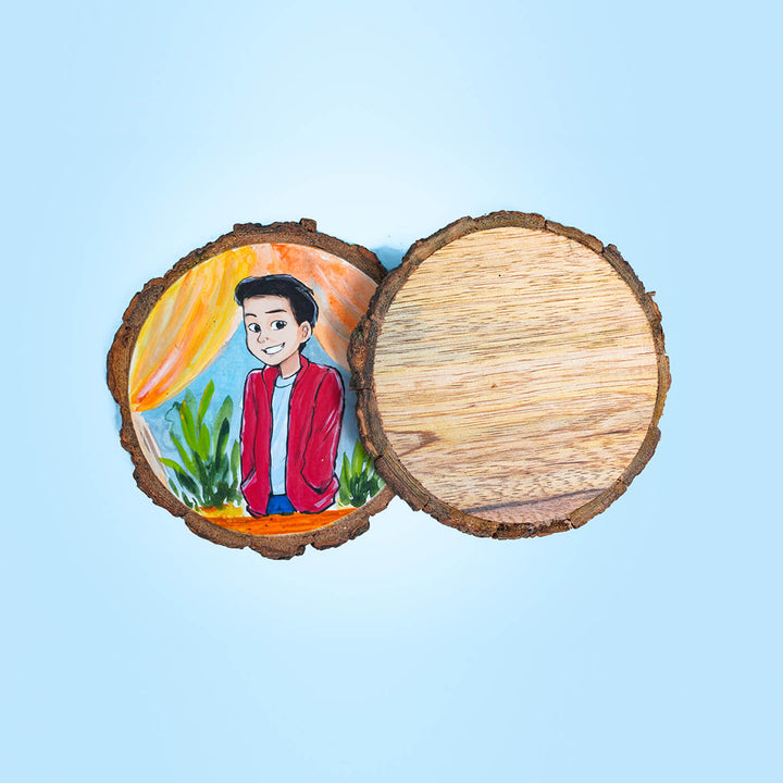 Customisable Hand-painted Character Coasters For Young Couple - Set of 2