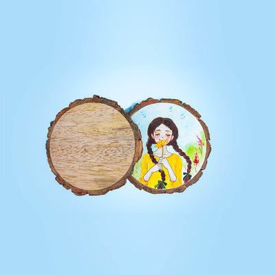 Colourful Hand-painted Character Coasters For Cheerful Couple - Set of 2