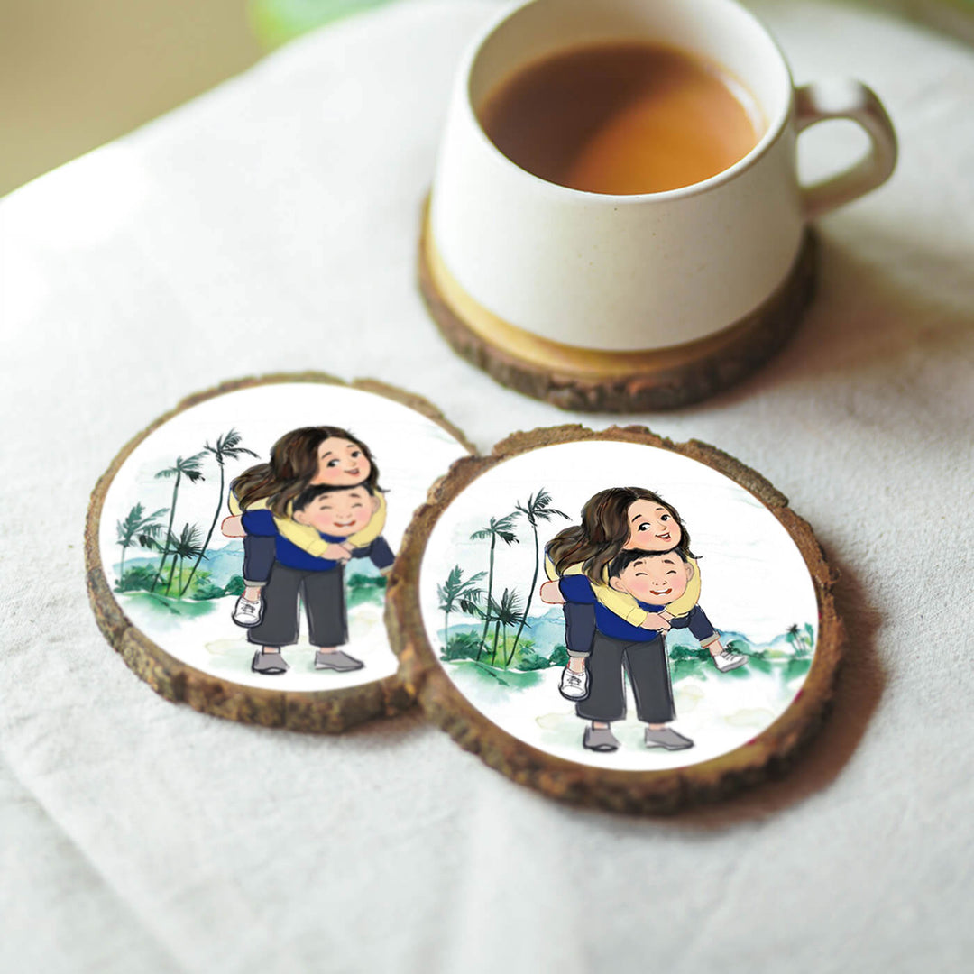 Hand-painted Personalized Character Coasters For Couples - Set of 2