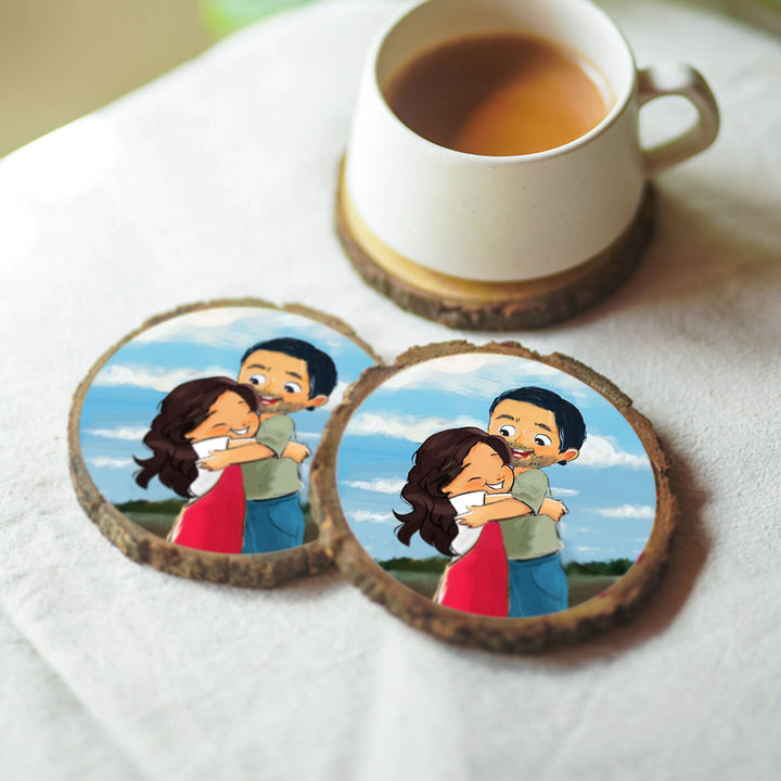 Hand-painted Personalized Character Coasters For Couples - Set of 2