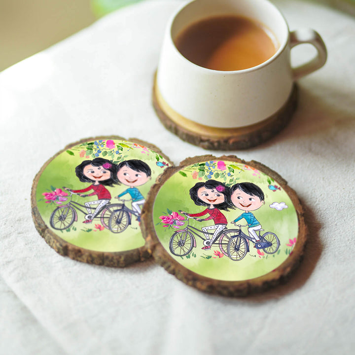 Hand-painted Personalized Character Coasters For Couples - Set of 2