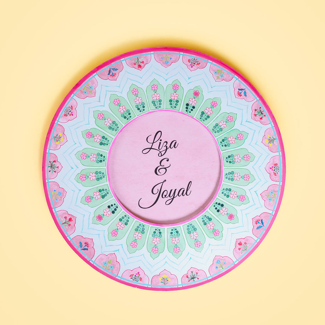 Round Printed Nameboard - Peach & Green - Zwende