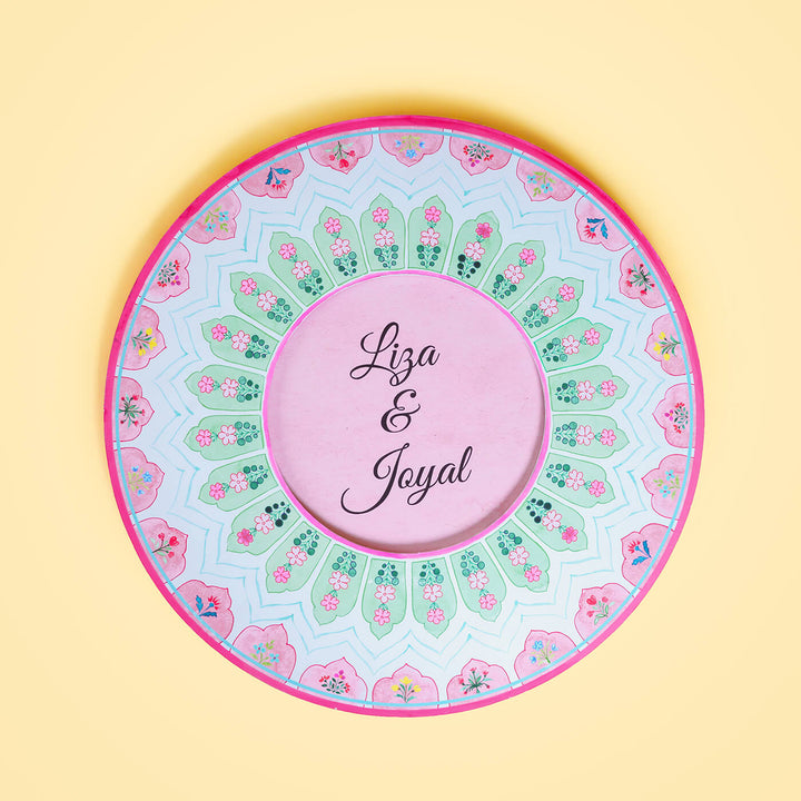 Round Printed Nameboard - Peach & Green - Zwende