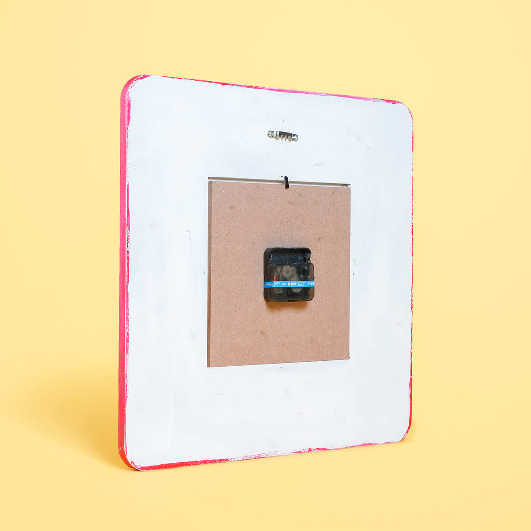 Square Printed Wall Clock - Pastel Multicolour