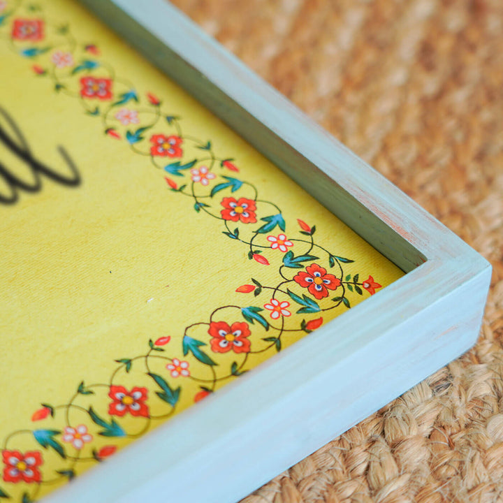 Handcrafted Framed Name Plate Family Name - Corner Close-up Showing Frame Depth