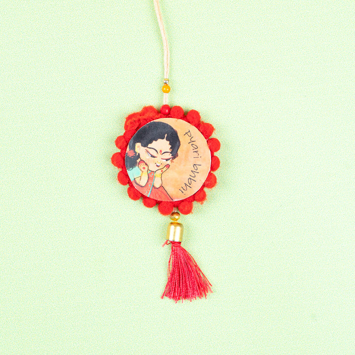 Rakhi Hamper For Bhabhi - Red Tassel Rakhi Close-up