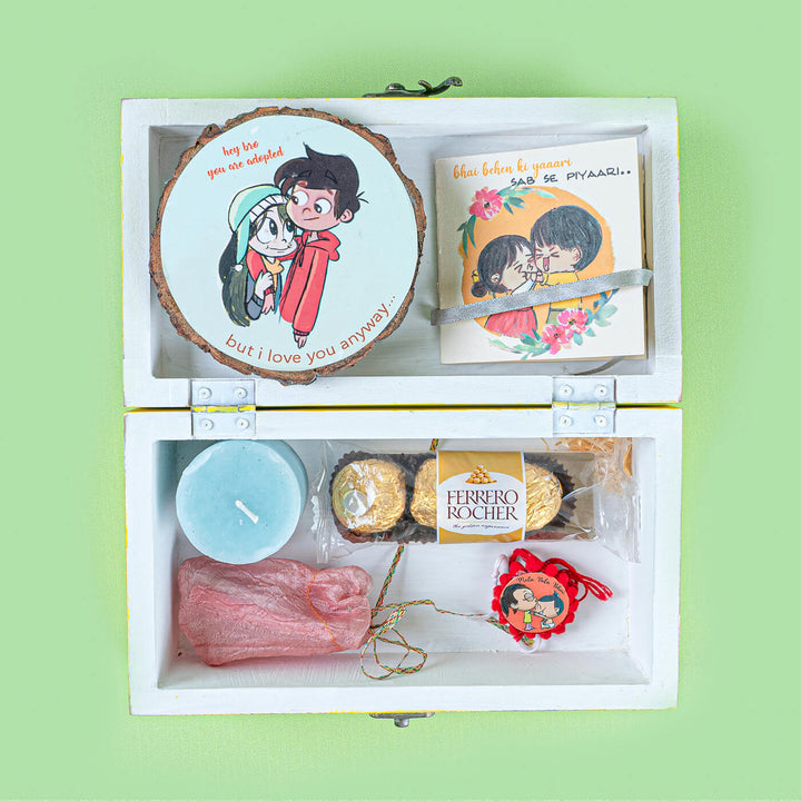 Rakhi Hamper With Blue Trinket Box For Brother