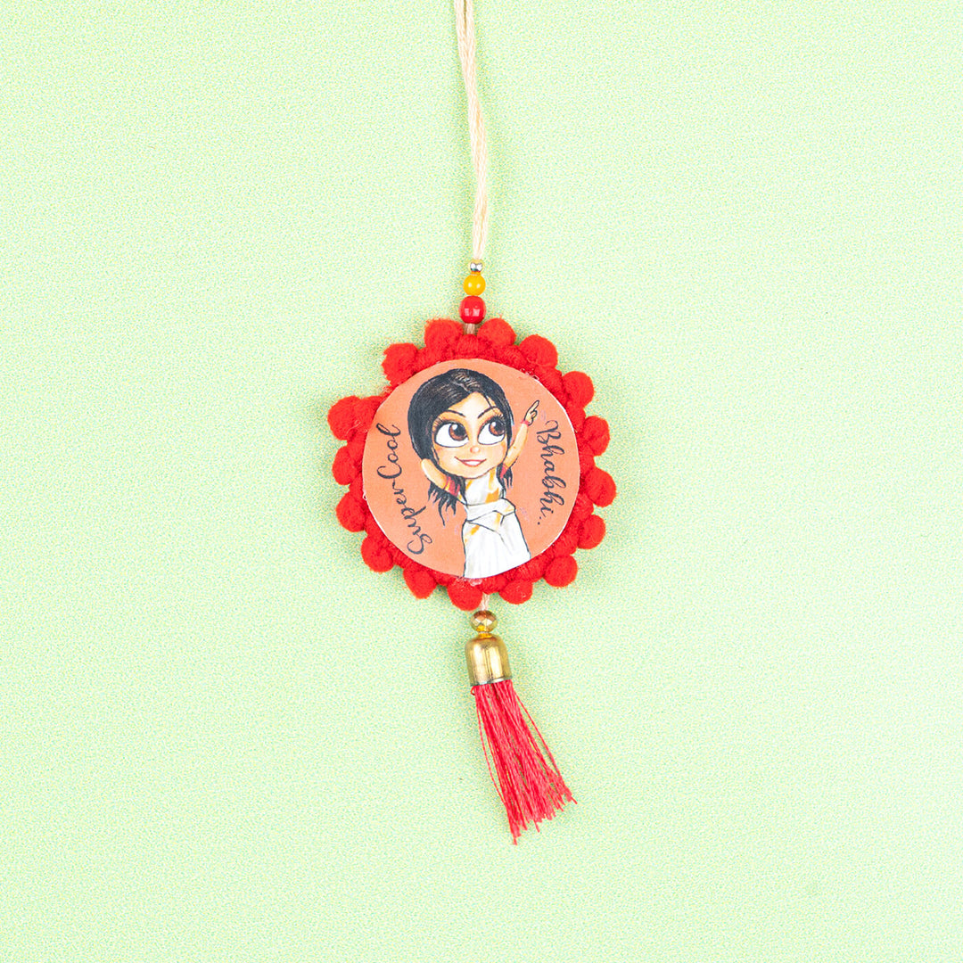 Rakhi Hamper For Bhabhi - Red Tassel Rakhi Close-up (5)