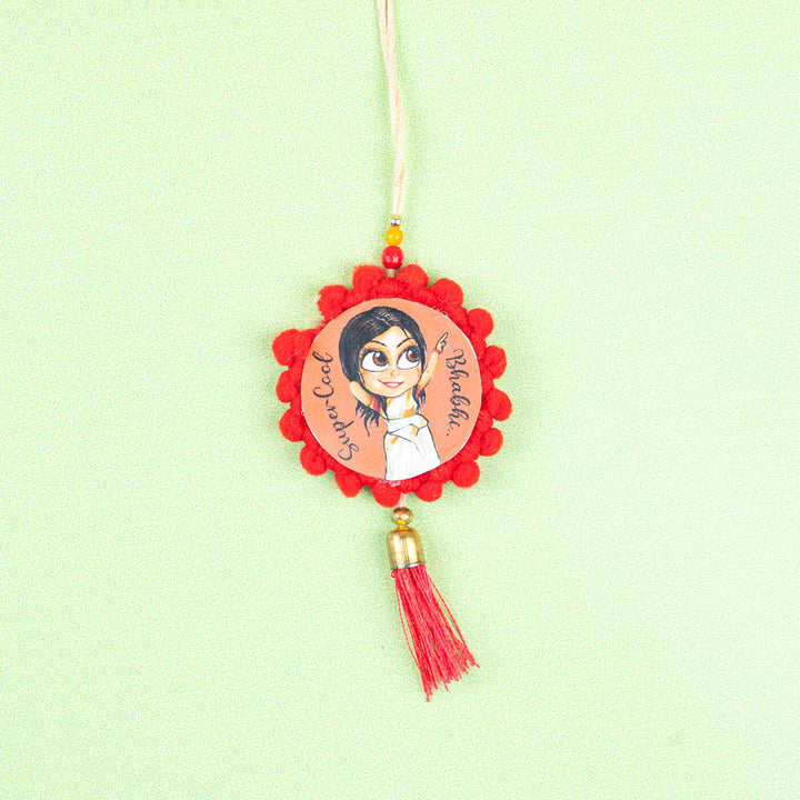 Rakhi Hamper For Bhabhi - Red Tassel Rakhi Close-up (5)