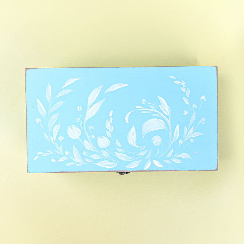 Blue & White Distressed Handpainted Jewellery Box