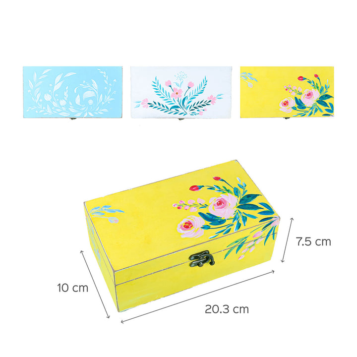 Blue & Pink Distressed Handpainted Jewellery Box
