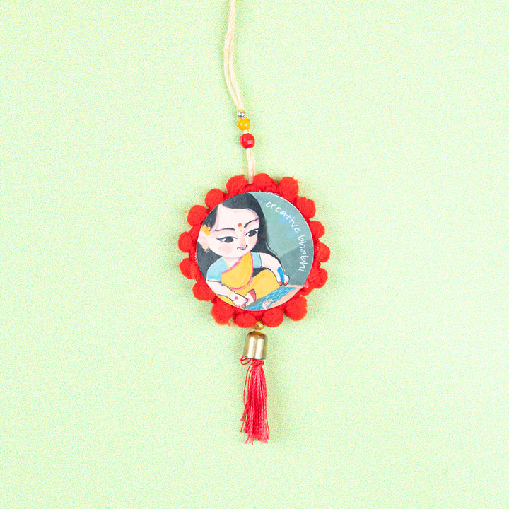 Rakhi Hamper For Bhabhi - Red Tassel Rakhi Close-up (6)