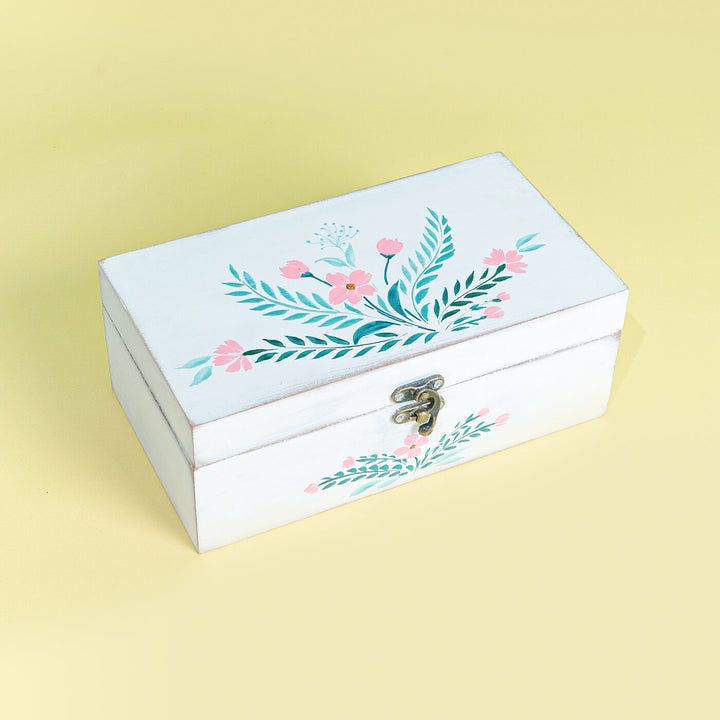 White Distressed Handpainted Jewellery Box