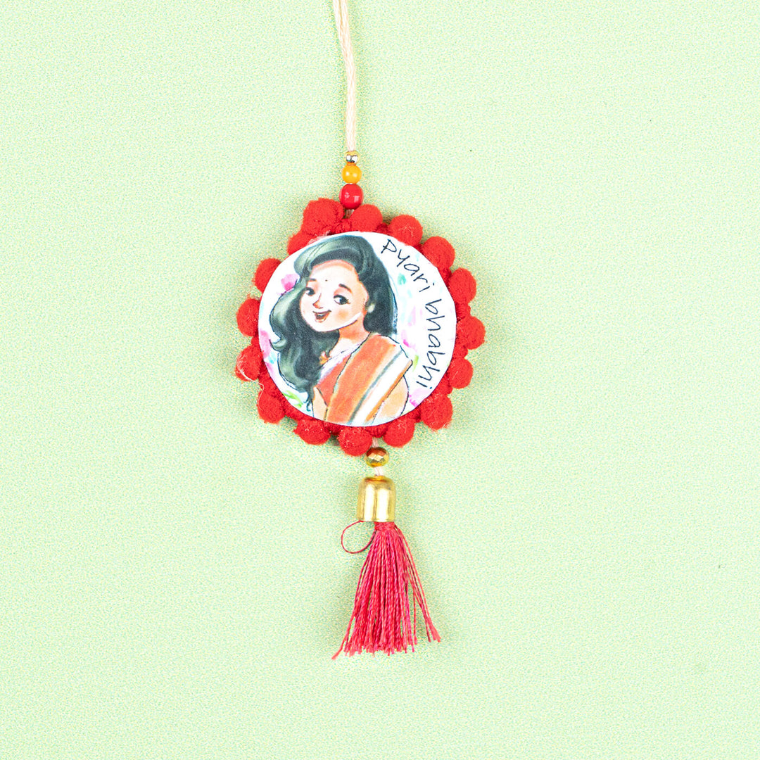 Rakhi Hamper For Bhabhi - Red Tassel Rakhi Close-up (7)