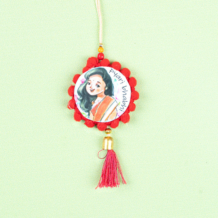 Rakhi Hamper For Bhabhi - Red Tassel Rakhi Close-up (7)