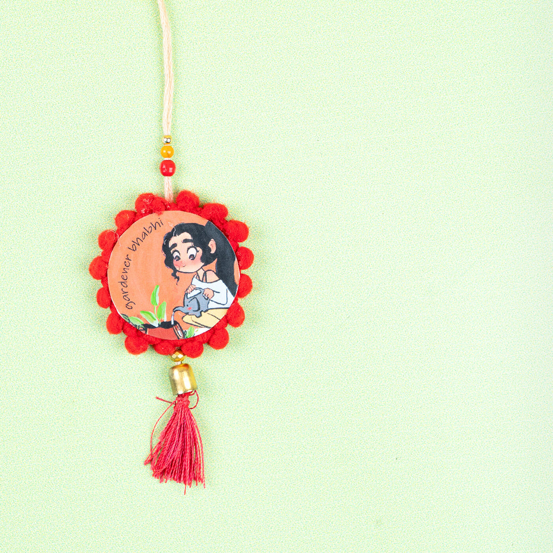 Rakhi Hamper For Bhabhi - Red Tassel Rakhi Close-up (8)