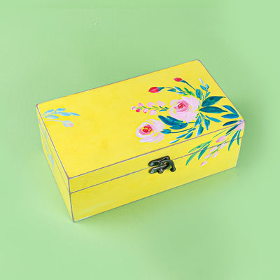 Yellow Distressed Handpainted Jewellery Box