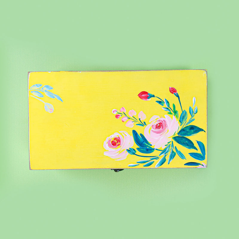 Yellow Distressed Handpainted Jewellery Box