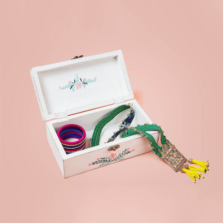 White Distressed Handpainted Jewellery Box