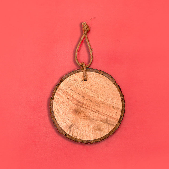 Hand-Painted Smiley Slot Wooden Bark Ornament For Christmas Tree Decoration