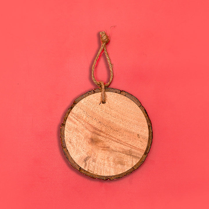 Hand-Painted Santa Wooden Bark Ornament For Christmas Tree Decoration