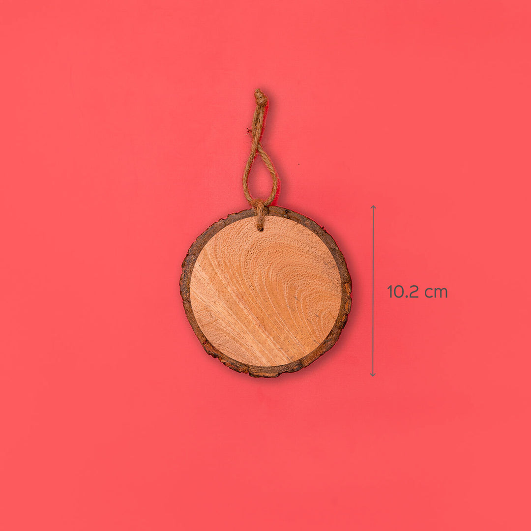 Hand-Painted Cute Girl & Cat Wooden Bark Ornaments For Christmas Tree Decoration | Set Of 2