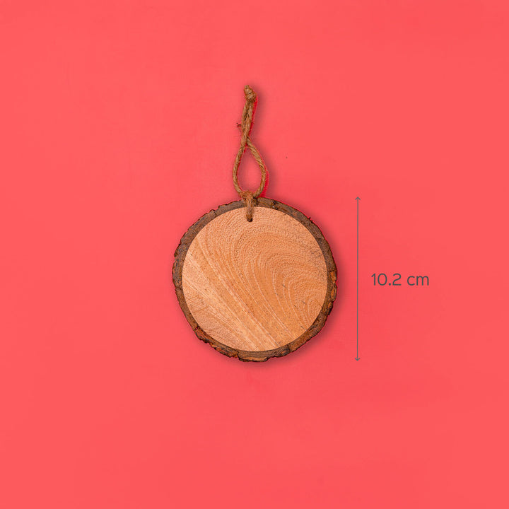 Hand-Painted Cute Girl & Cat Wooden Bark Ornaments For Christmas Tree Decoration | Set Of 2