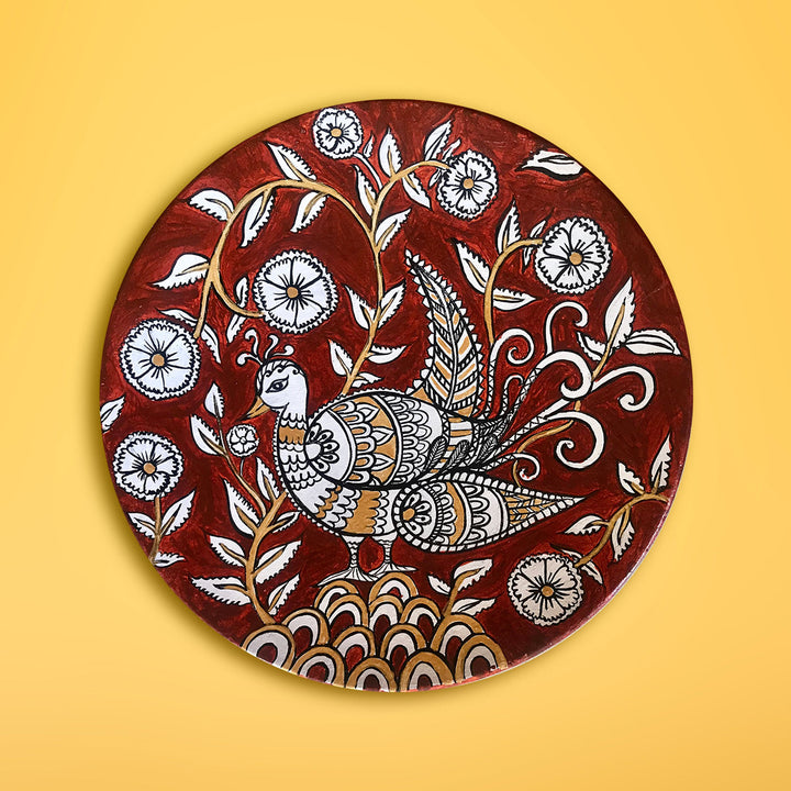 Customized Kalamkari Peacock Wall Plates | Set of 4