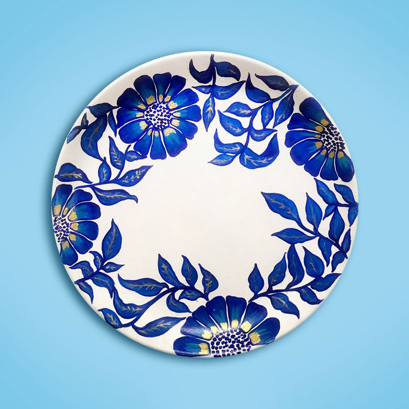 Indigo Floral Wall Plate