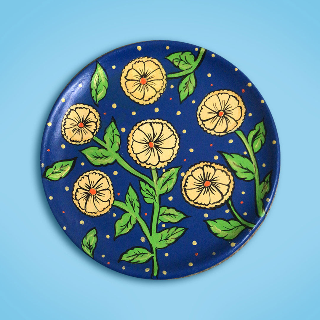 Kalamkari Flowers Wall Plate