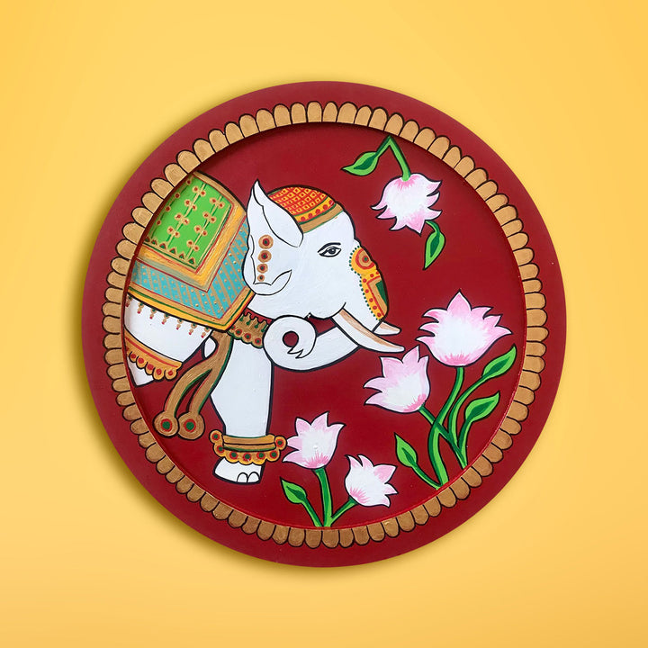 Pichwai Elephant Wall Plate