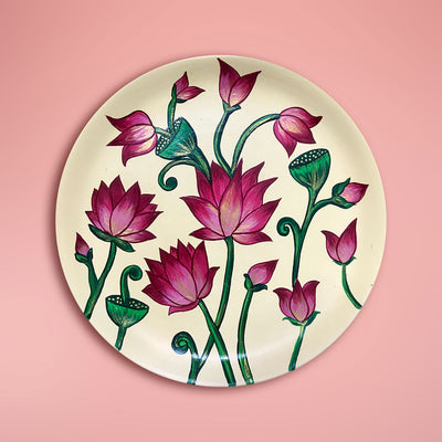 Pichwai Lotus Terracotta Wall Plate
