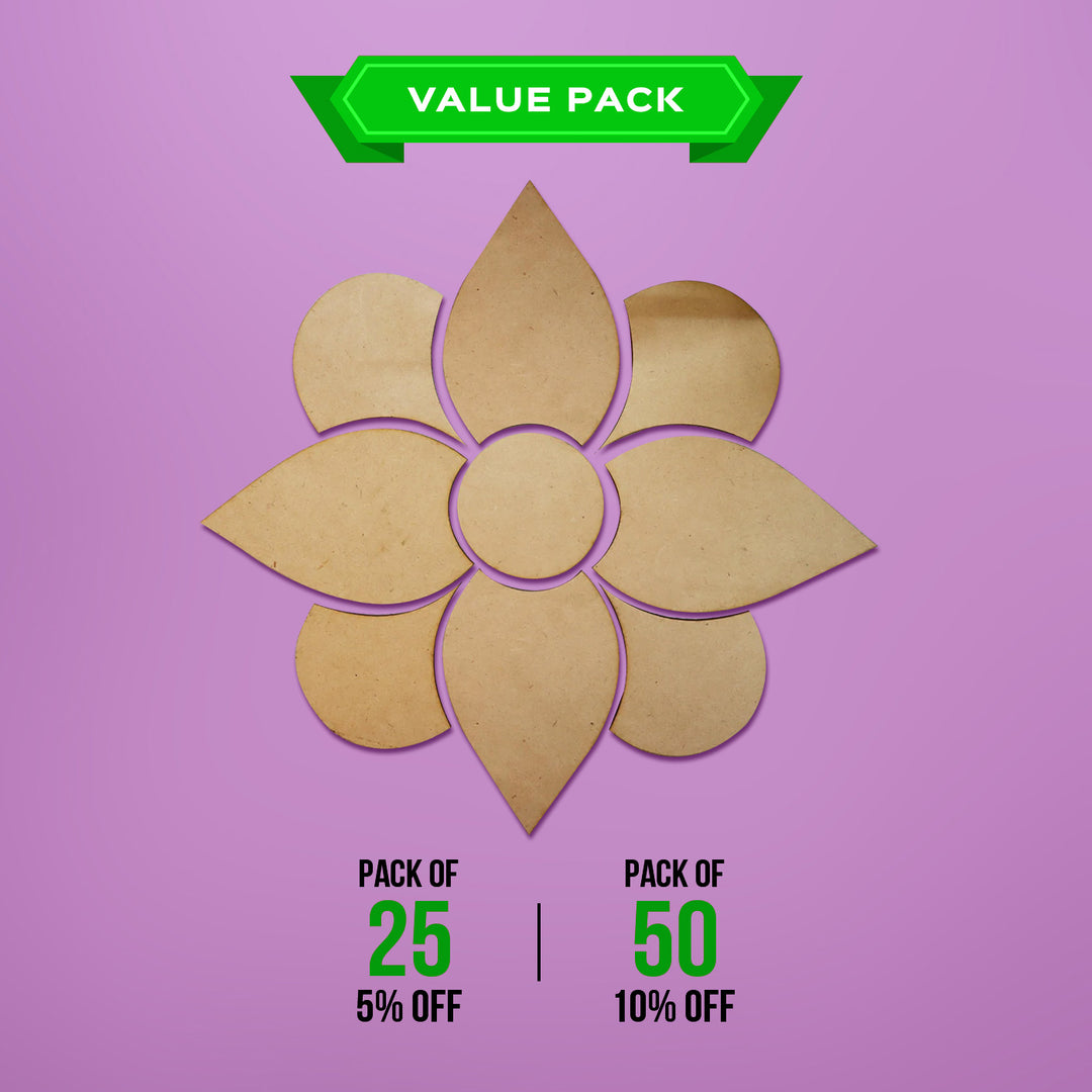 Saver Bundle - Ready to Paint MDF Four Petal Rangoli Base - RANG003