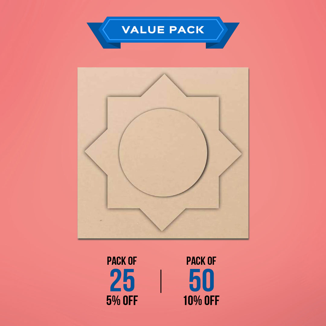 Saver Bundle - Ready to Paint MDF Layered Square Rangoli Base - TI093