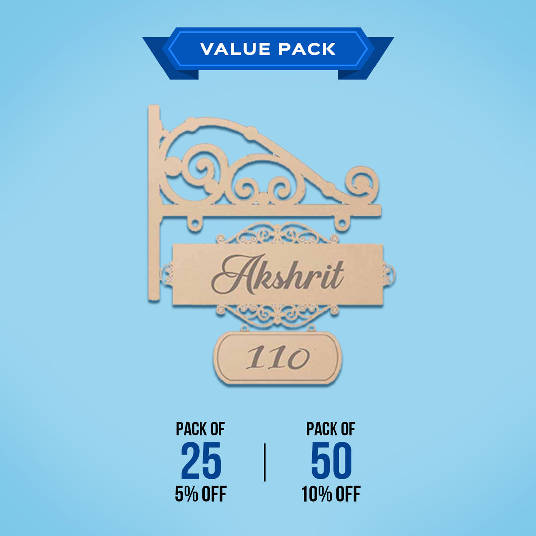 Saver Bundle - Ready to Paint MDF Nameplate - Victorian Hanging with Plank