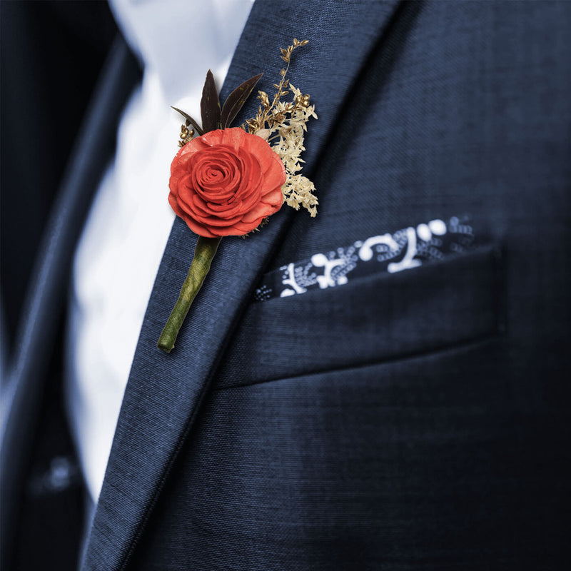 Coral Red Boutonniere