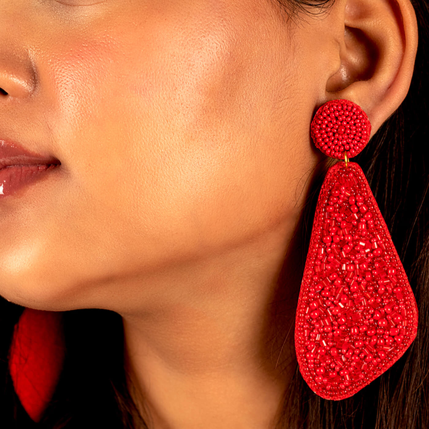 Red sequin earrings discount