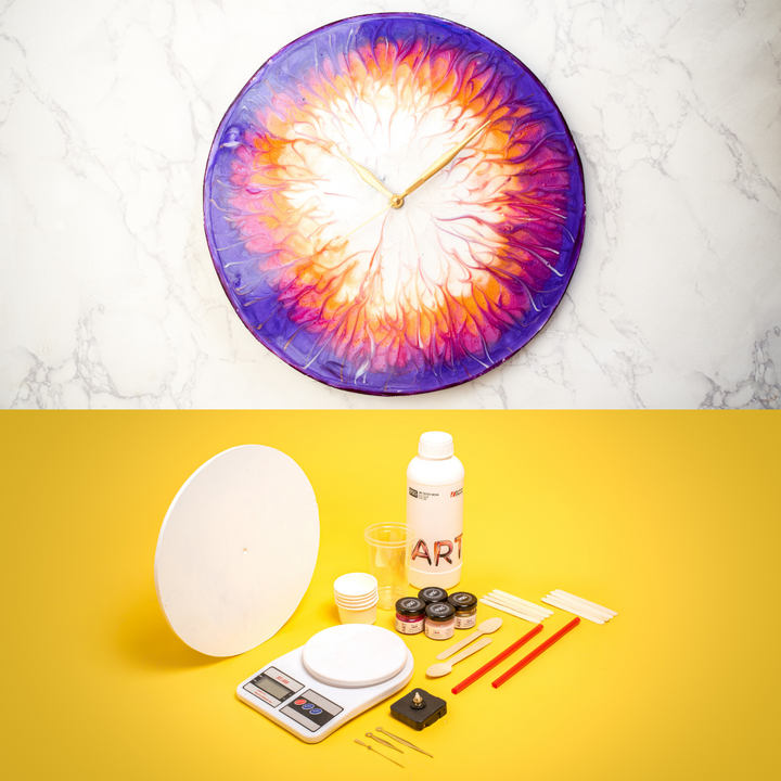 Resin Art - Ready to use DIY Kit - Clock