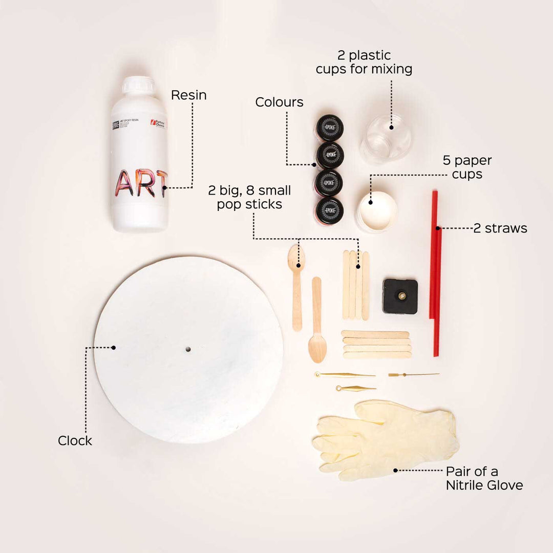 Resin Art - Ready to use DIY Kit - Clock