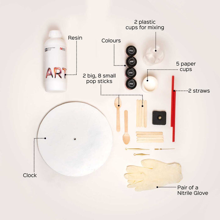 Resin Art - Ready to use DIY Kit - Clock